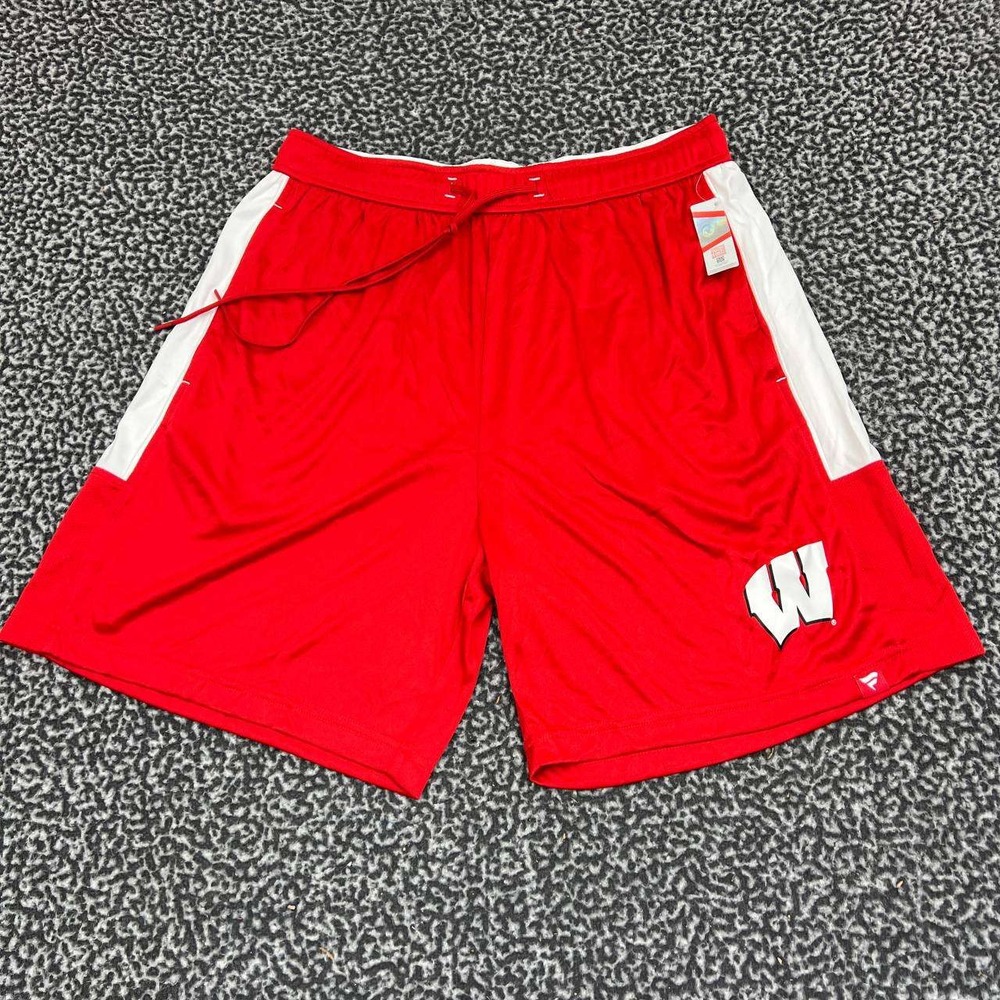 Wisconsin Badgers Athletic Shorts Men Large Red Fanatics Drawstring Size‎ 30 New